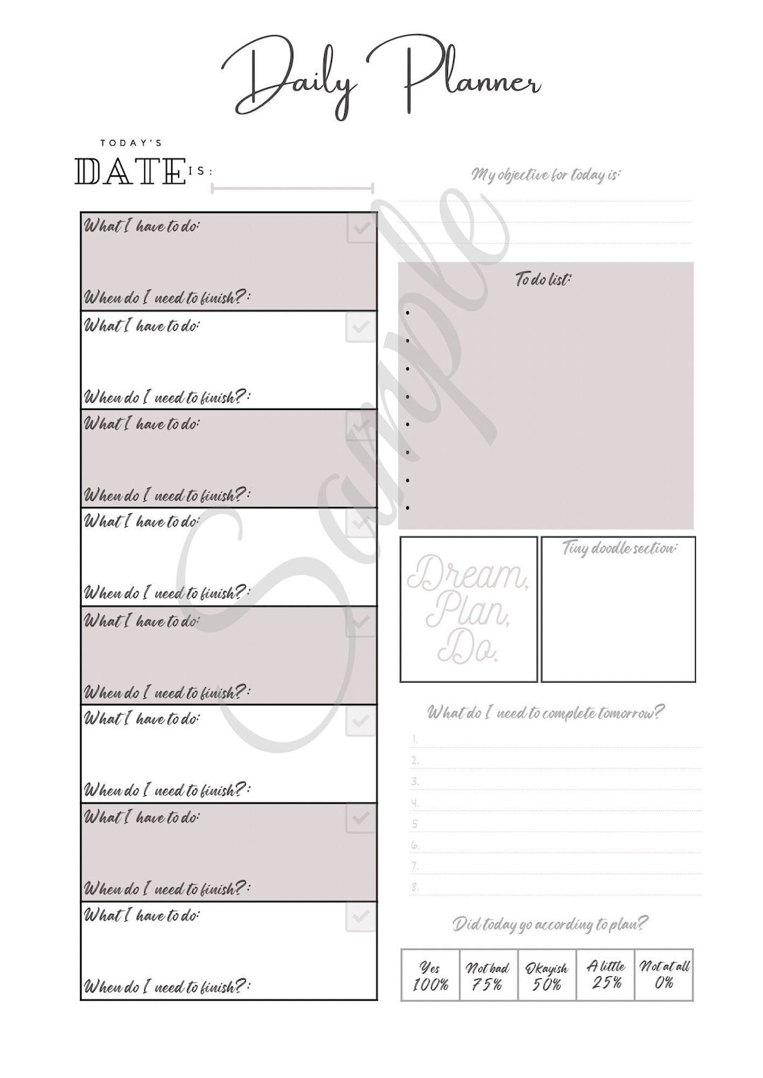 Daily Planner Printable Digital Download Notepad Tracker A4 Undated to ...