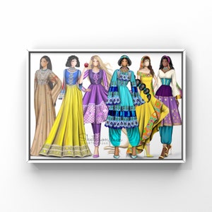 If princesses were Afghan - series Fashion Illustration Print