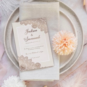 Hochzeitseinladung Spitze Mit Vintage Gold Detail Druck mit Umschlag Verlobung Geburtstag Party