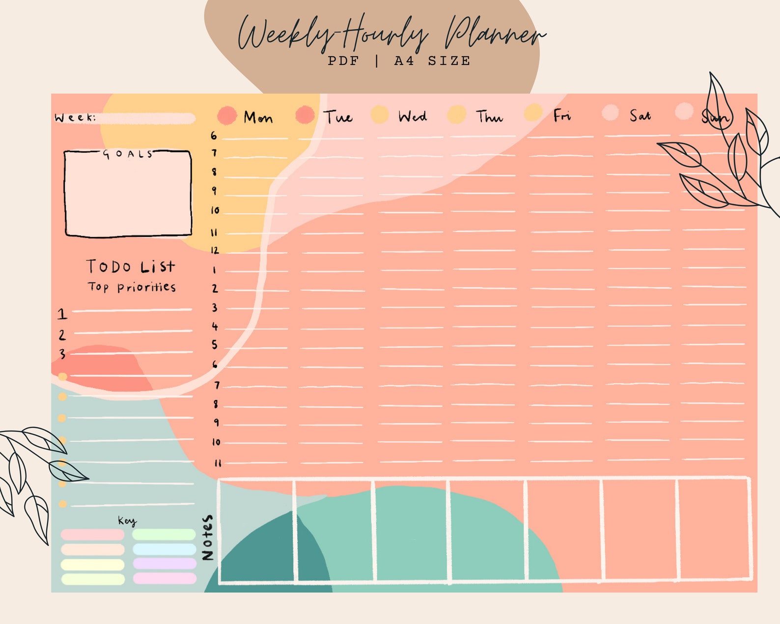 Weeklyhourly Planner Digital Weekly Planner PDF Planner Etsy UK