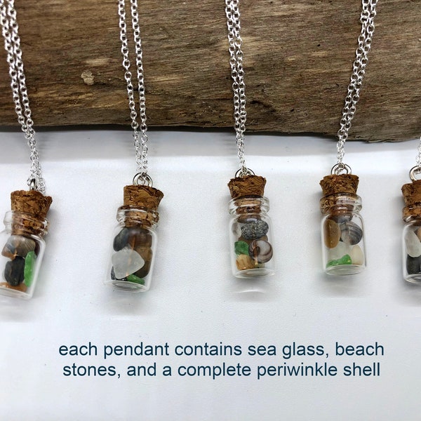 Sea Glass Necklace - Sea Glass Sea Shell Beach Stone Necklace - Authentic Maine Sea Glass Necklace - Authentic Maine Seaglass Necklace