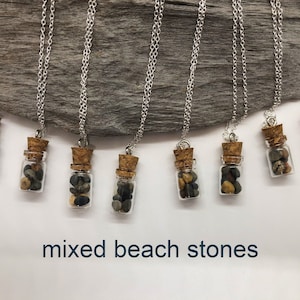 Maine Beach Stone Necklace - Beach Stone Necklace - Beach Stone Glass Bottle Necklace - Maine Stone Necklace - Maine Sea Stone Necklace