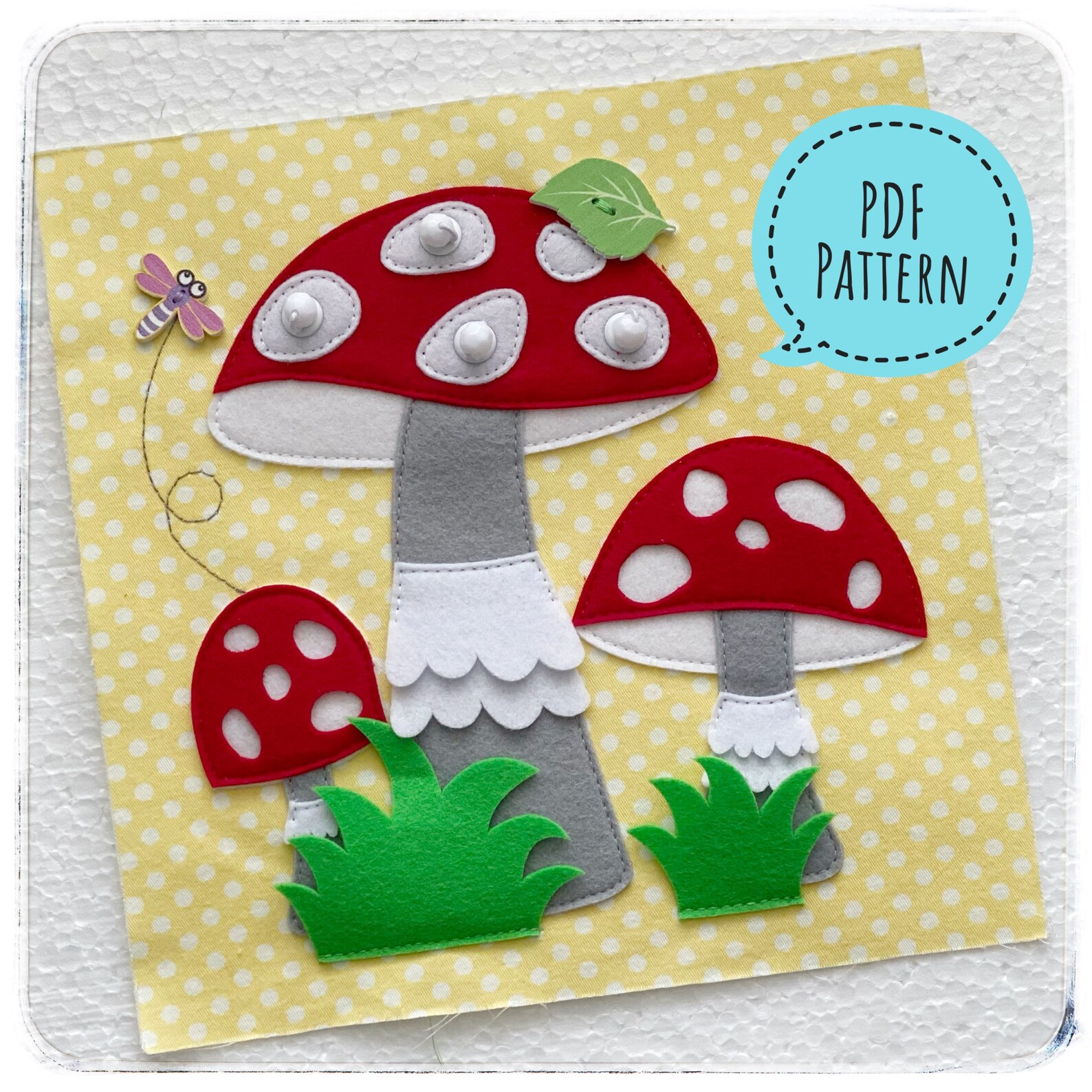 Felt Mushrooms Pattern PDF. One Colorful Page for Book. Etsy UK