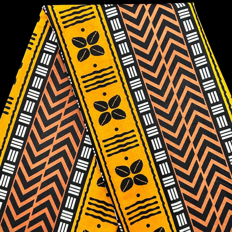 African Ankara Print Fabric, Brown Beige Mudcloth Tribal Print Fabric ...