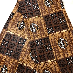 African print fabric, Brown tribal adinkra print fabric, Ankara fabric, Mudcloth print fabric, African fabric by the yard, face mask fabric