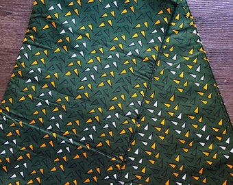 African print fabric, green print fabric, Ankara fabric,  face mask fabric, African fabric by the yard, triangles print, dressmaking