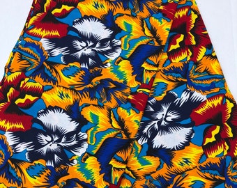 African Ankara print fabric by the yard, Colorful flowers floral African print fabric, African tropical print fabric for dresses, headwraps