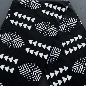 African print fabric, Ankara fabric, black Mudcloth print fabric, Tribal marks print fabric, African fabric by the yard, face mask fabric