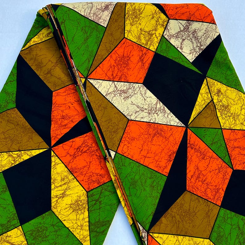 African Ankara Geometric Fabric by the Yard, Colorful Ankara Fabric ...
