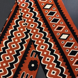 African print fabric, Rust color Ankara fabric, 6 yards African fabric, face mask fabric, tribal symbols print fabric