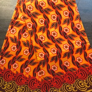 African print fabric, gold glitter fabric, Ankara fabric, orange floral print fabric, African fabric by the yard, face mask fabric