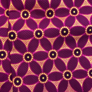 African print fabric, gold glitter print fabric, Ankara fabric, Fuchsia pink floral print, African fabric by the yard, face mask fabric