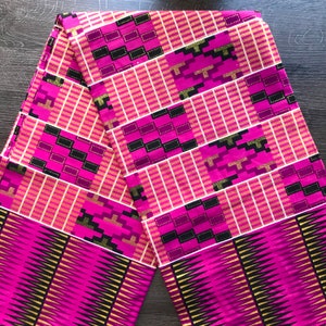 African print fabric, pink Kente print fabric, Ankara fabric, metallic gold glitter fabric, African fabric by the yard, face mask fabric