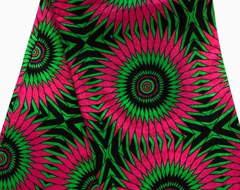Große Auswahl an afrikanischem Ankara-Stoff mit pink-grünem Muster, geometrischer Print, ausdrucksstarker afrikanischer Stoff zum Nähen, für Heimtextilien, Quilten und Kleiderherstellung