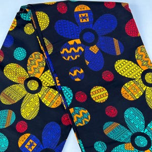African print fabric, floral print fabric, Ankara patchwork flowers print fabric  Multicolor African fabric by the yard, face mask fabric