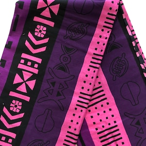 African print fabric, tribal stripe print fabric, Ankara fabric, face mask fabric, African fabric by the yard, Tribal symbols print fabric