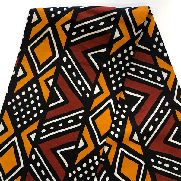 African print fabric, tribal print fabric, Ankara fabric, face mask fabric, African fabric by the yard, Rust color brown African print