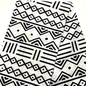 Afrikanischer Druck Stoff, Schlammtuch Druck Ankara Stoff, monochromer Druck, 6 Meter afrikanischer Stoff, Gesichtsmaskenstoff, schwarz-weißer Stoff