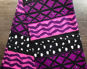 African print fabric, Mudcloth print fabric, Tribal print fabric, Multicolor print, Purple stripe fabric, African fabric by the yard, Ankara