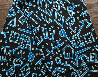 African print fabric, Blue Tribal print fabric, African fabric by the yard, Ankara print fabric, dressmaking