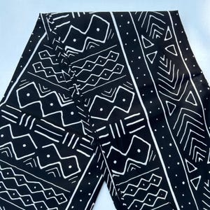 African print fabric, Black mudcloth quilting print fabric, Ankara fabric, face mask fabric, monochrome tribal symbols fabric by the yard