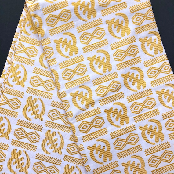 White and gold African print fabric by the yard, Luxury Ankara fabric, African wedding fabric, Formal African clothing Adinkra print fabric