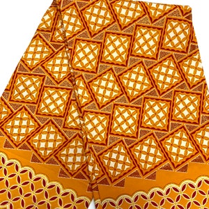 Afrikanischer Druckstoff, Gold Glitzer Druckstoff, Ankara Stoff, Orange Quadrate Druckstoff, afrikanischer Stoff Bulk Stock, Gesichtsmaske Stoff