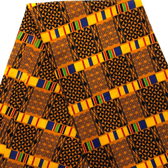 African print fabric caramel Ankara fabric kente print 6 yards African fabric face mask fabric tribal print fabric