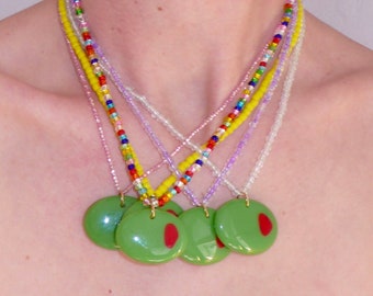 Glass Olive Beaded Necklace