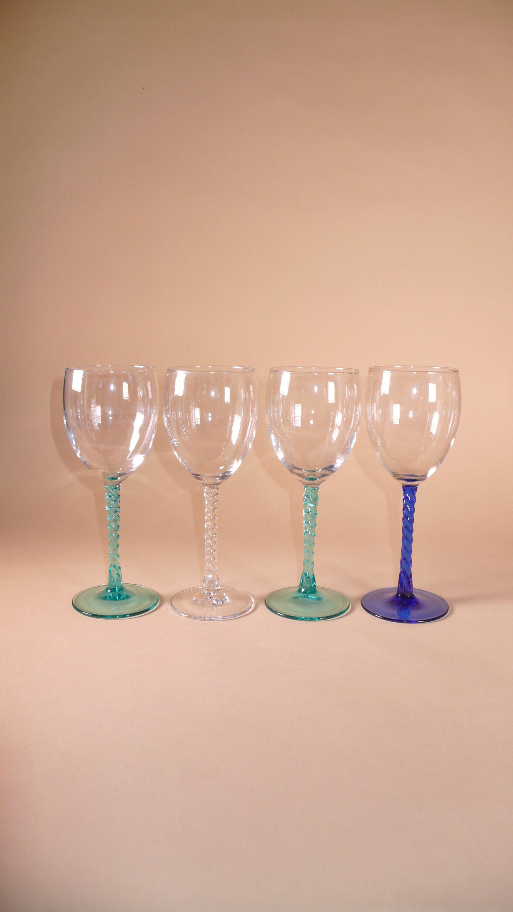Multi Colored Twist Stem Wine Glasses Etsy
