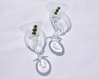 Z Stem Martini Glass with Olives