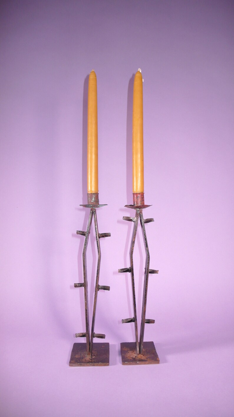 Pair of Wrought Iron Candlestick Holders Etsy