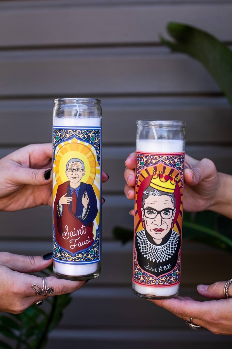 Saint RBG / Saint Fauci Prayer Candle 11 oz Paraffin Wax Etsy.de