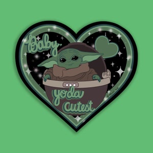 Baby, Yoda Cutest Sticker 3 x 2.73 Die Cut Matte Vinyl Mandalorian / Star Wars / Disney Valentine's Day Love image 7