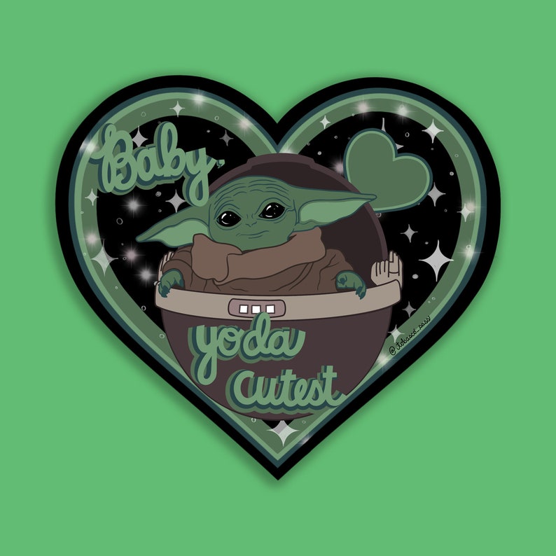 Baby, Yoda Cutest Sticker 3 x 2.73 Die Cut Matte Vinyl Mandalorian / Star Wars / Disney Valentine's Day Love afbeelding 7