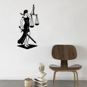 Themis Statue Metal Wall Art: Law Office Decor