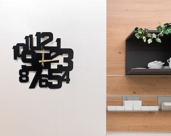 Black Metal Wall Clock, Special Different gift , Wanduhr aus Metall, l'orologio da parete, l'horloge murale, Grote metalen wandklok