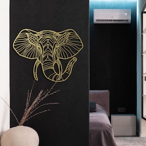 Décoration murale en métal avec éléphant, art mural animal, carte murale en métal, décoration de salon pour bureau à domicile, cadeau pour amoureux de la faune, tentures murales