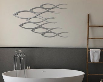 Metal Fish Family Wall Art: Modern Nature Decor