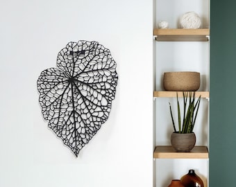 Matte Black Leaf Metal Wall Art: Modern Home Decor
