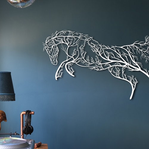 Metal Wall Decor Tree Horse home Decoration wall Etsy