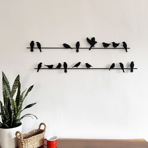 Birds on Wire Metal Wall Decor, Outdoor Steel Birds Sign for Balcony & Porch, Unique Entry Wall Hangings, Herd of Birds Wall Decor Gift