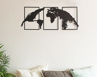 Metal World Map Wall Art, Home - Office Decoration, Travel decor, Gift for her, Home gift