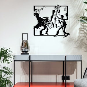 Väggkonst med metaljazzband: Dekor för musiker inomhus/utomhus