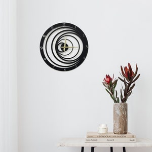 Infinity Black Metal Wall Clock, Minimalist clock home gifts, Gift for home decor