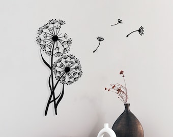 Metal Dandelion Wall Art: Flying Seeds Design, Indoor Outdoor Decor