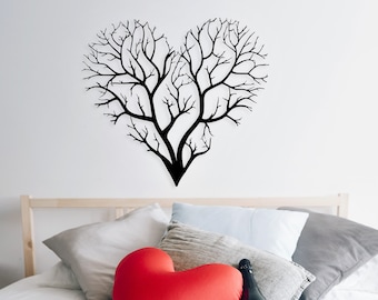 ミニマリストなハートツリーメタルウォールアート：屋内外の装飾