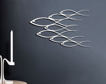 Metal Fish Family Wall Art: Modern Nature Decor