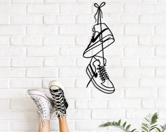 Metal Wall art Sneaker wall hanger, Home office decoration, Indoor and outdoor sign, Teen Room Decor, Gift for Teenagers and Sneaker Lovers