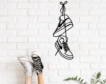 Metal Wall art Sneaker wall hanger, Home office decoration, Indoor and outdoor sign, Teen Room Decor, Gift for Teenagers and Sneaker Lovers